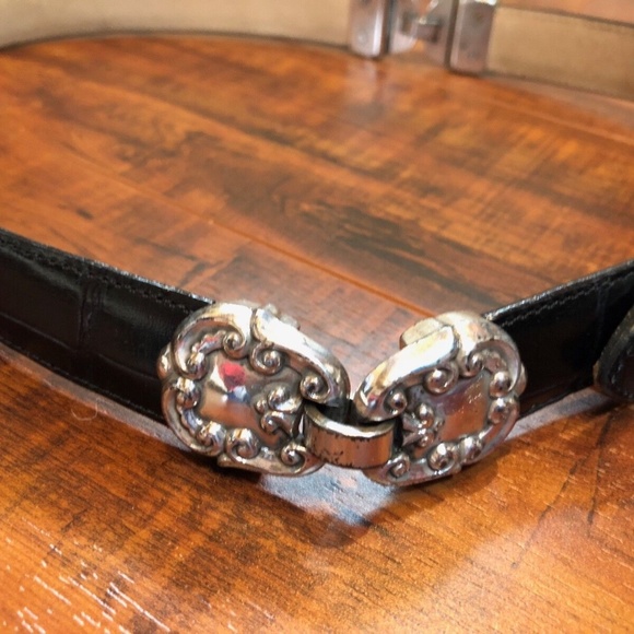 Vintage Brighton Black LEATHER w/Silver Hardware Buckle / Side Attachmen… main image 10
